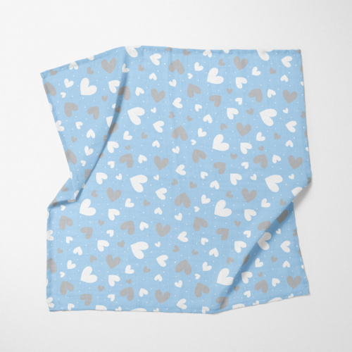 Pielucha tetrowa dla dziecka pieluszka bawełniana rozmiar 70x80 SERDUSZKA niebieska
